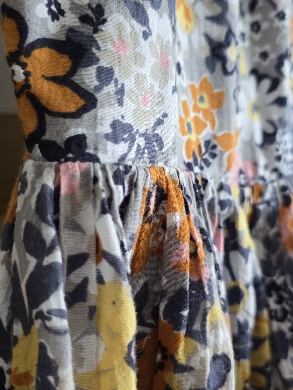 American Eagle Outfitters Floral Puff-Sleeve Mini Dress in Yellow, Pink & Gray - Picture 10 of 10